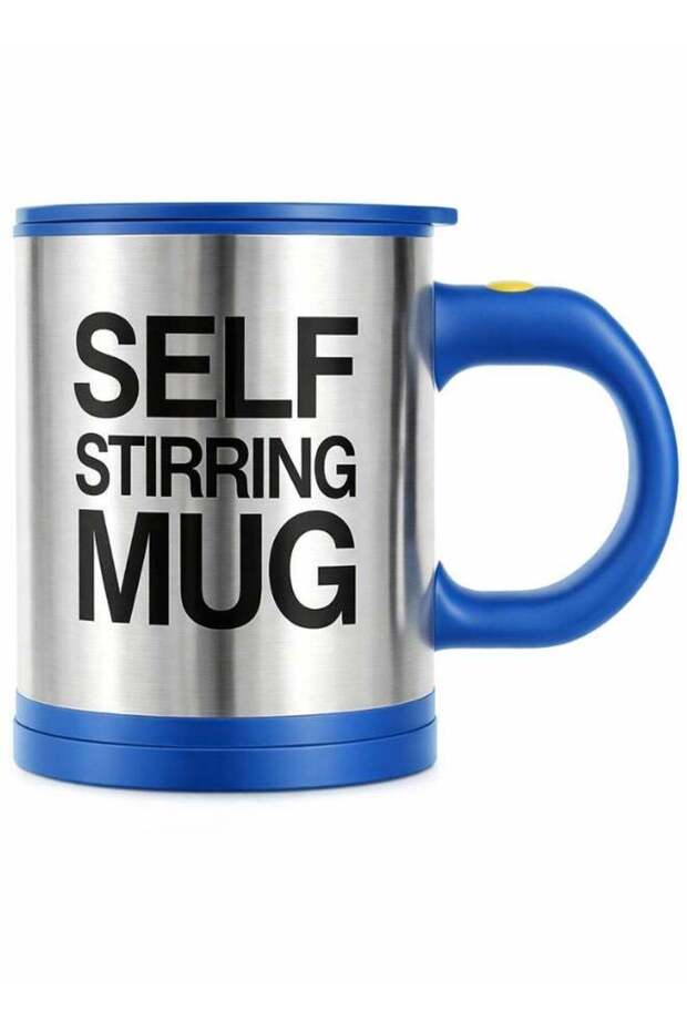Self Stirring Mug – Automatic Self Mixing Coffee Cup with Push Button, Battery Operated (2x AAA), Perfect Gift for Men, Office & Home Use