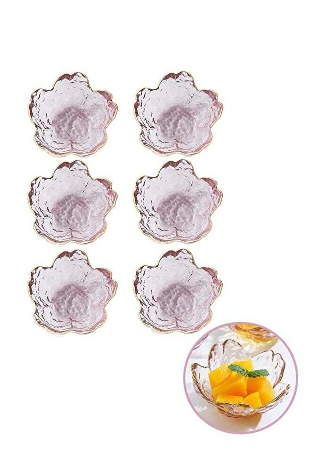 Pink Cherry Blossom Glass Bowl, Mini Cherry Blossom Shape Bowls for Dipping Sauce, Appetizer, Sushi