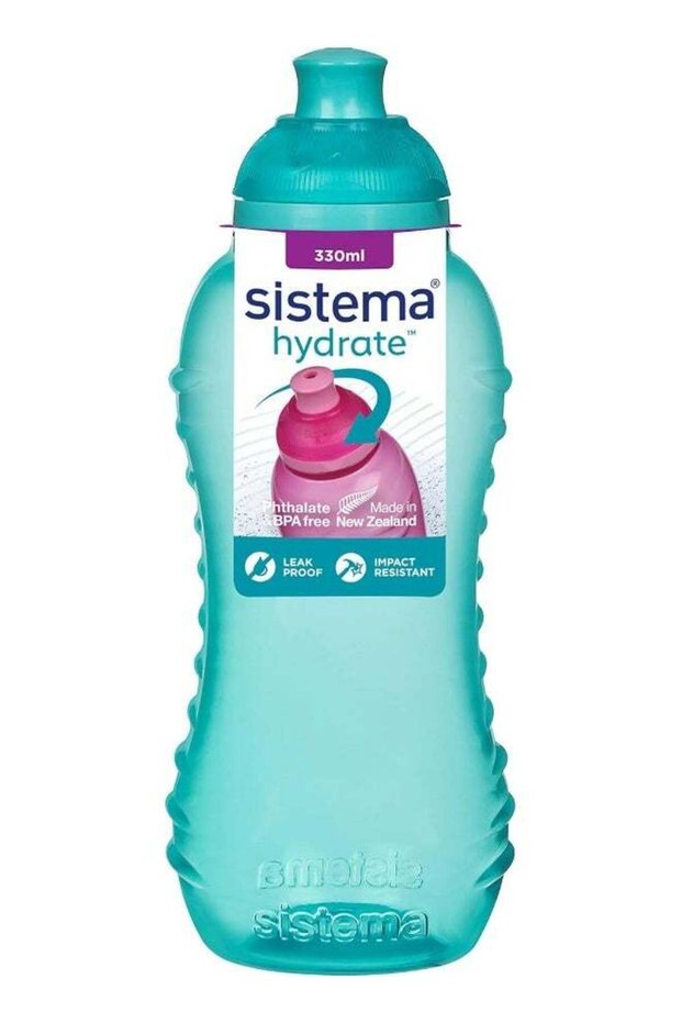 Sistema Twist 'n' Sip Kids Water Bottle 330ml Leakproof BPA Free Squeeze Drinking Bottle for School Travel Sports & Outdoor Activities Reusable Kids Water Bottle Assorted Colours