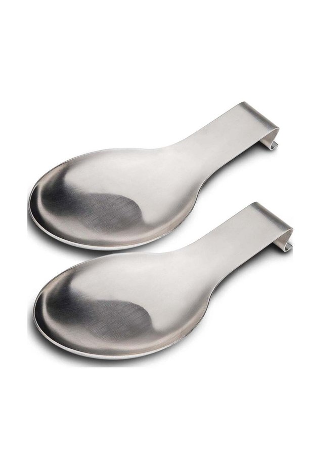 2 Pcs Stainless Steel Spoon Rest, Spatula Ladle Holder, Stainless Steel Utensil Spoon Rest Holder, 9.8 x 3.7 Inch
