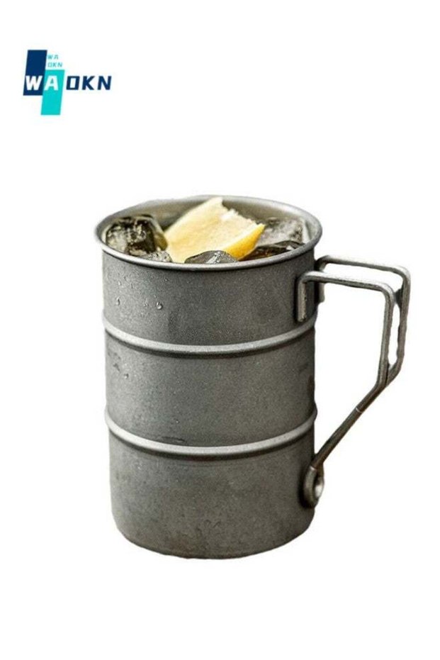 Stainless Steel Mug, Frosted Retro Coffee Cup, Creative Outdoor Camping Picnic Water Cup, Travel Environmentally Friendly Water Cup, Metal Cup for Home Office 380ml (Silver)