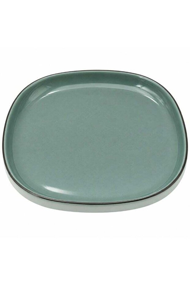 Grey Ceramic Square Plates Set of 4, 8 Inch Stoneware Dessert & Salad Plates, Lightweight Microwave