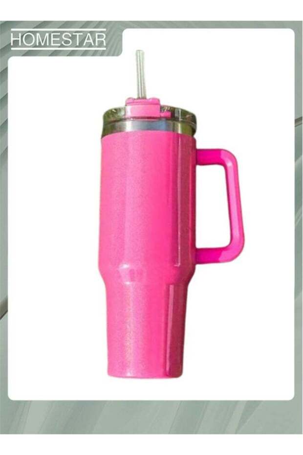 Thermal Mug with Straw Double-Walled Vacuum Insulated Car Mug, Travel Mug With Handle And Straw, For Iced Coffee, Hot or Cold Tea and Beverage