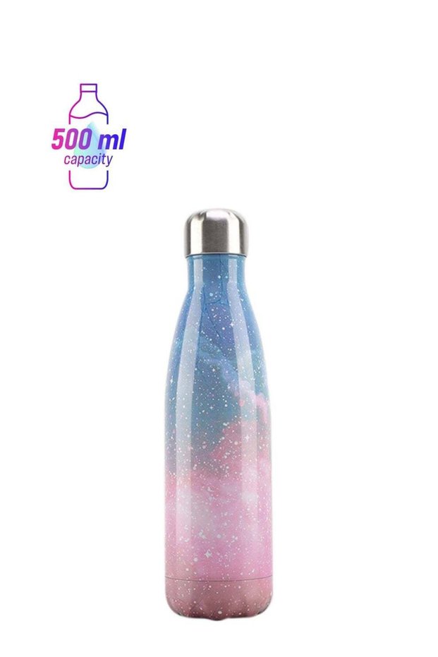 Vacuum Insulated Double Wall Stainless Steel Water Bottle 500 ML Pink/Blue 28x7.5cm