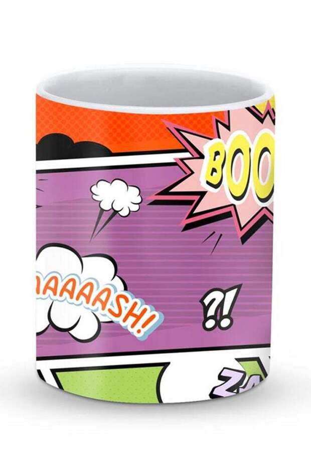 Premium Comic Strip Designer Mug Purple/Green/Orange