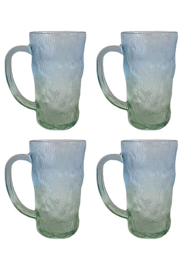 4 Pieces Household Glass Glacier Mugs with Handles Drinking Cups Cold Coffee Cup Set