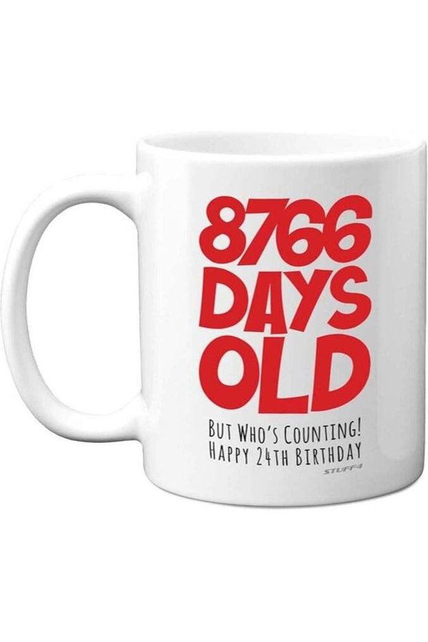 24th Birthday Mug Gift for Men Women Him Her - 8766 Days Old - Funny Adult Twenty-Four Twenty-Fourth Happy Birthday Present for Brother Sister Son Daughter Cousin, 11oz Ceramic Dishwasher Safe Mugs