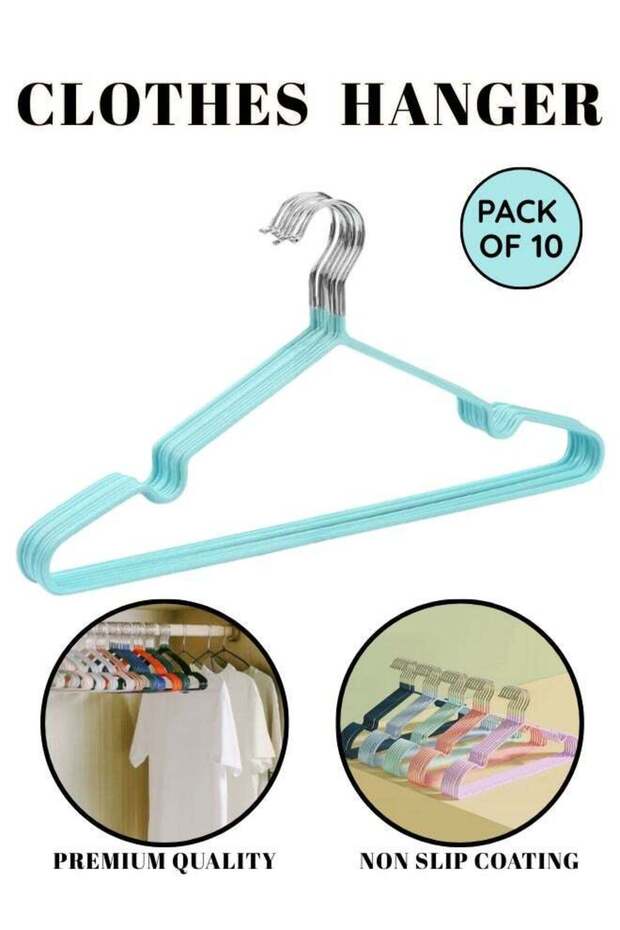 Non-Slip Metal Clothes Hangers – Space-Saving, For Household, Premium Quality and Design – Pack of 10