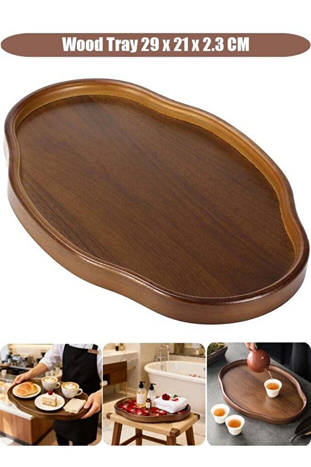 Wood Serving Tray, Walnut Wood Tray, Wooden Irregular Decorative Serving Trays Platters Wood Dinner