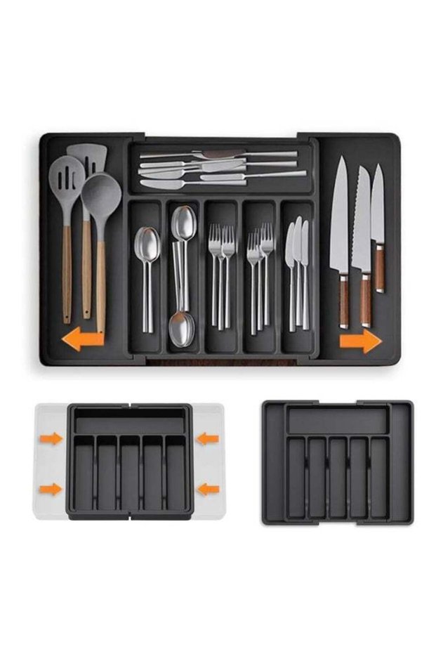 Kitchen Cutlery Drawer Organizer Expandable Silverware Holder for Drawer Adjustable Drawer Divider for Knives, Forks and Spoons