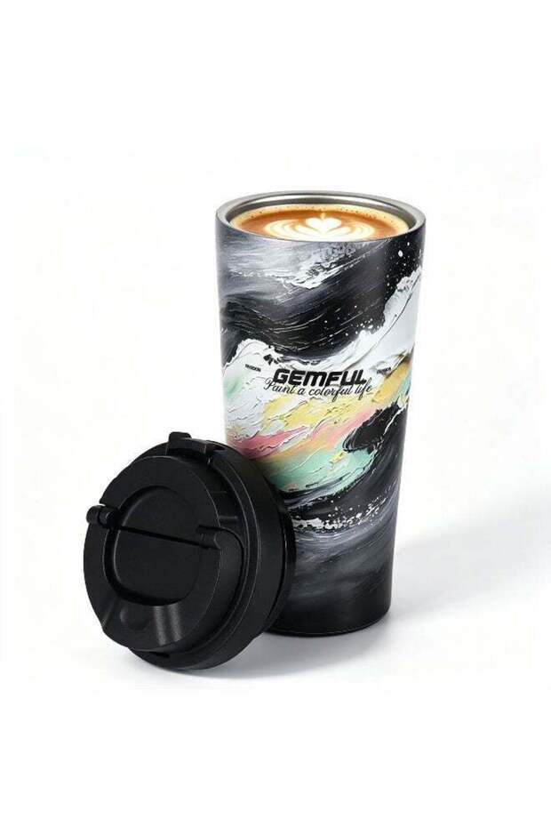 Insulated Stainless Steel Coffee Travel Mug 500ml Leakproof & Spill Proof Reusable Tumbler, BPA Free Hot Iced Coffee Cup for Men