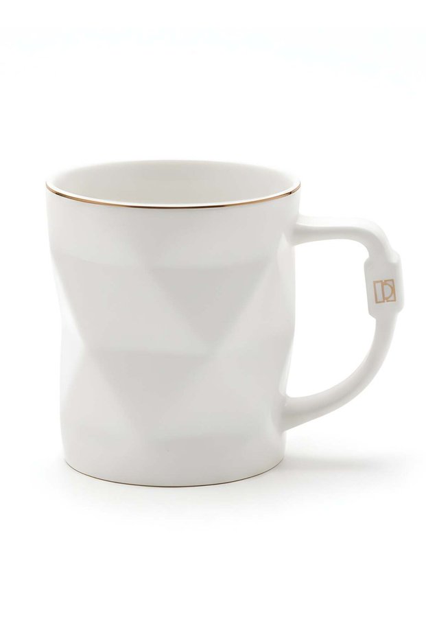 Coffee Mug, Ceramic Geometric Coffee Mug, Modern Minimalist Design, Luxury Gold Rim Accent, Unique Diamond Texture, Premium Stoneware Cup, Versatile Tea,Coffee and Espresso Cup, Hot or Cold Beverages