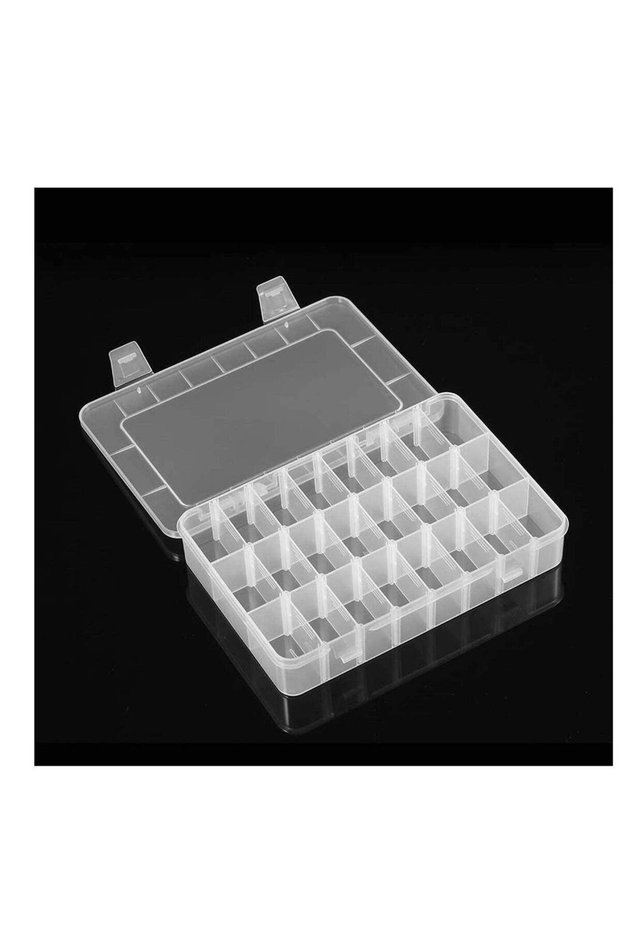 Plastic Organizer Container Box, 24 Grids Storage Box with Adjustable Dividers Organizer Storage Container Removable Grid Compartment Big Clear Slot box Case for Beads Earring Small Items
