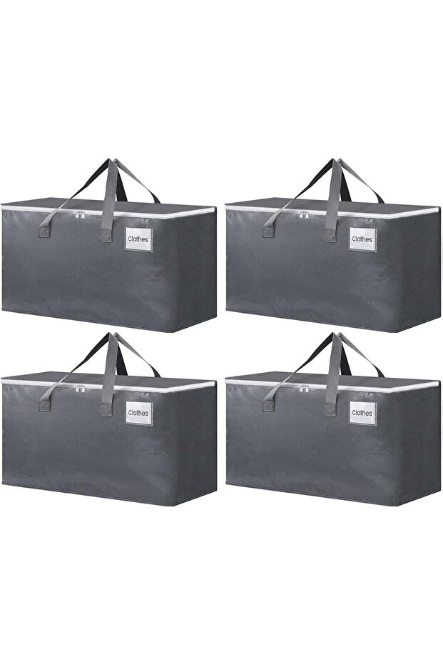 MostNow 4 Pack Extra Large Storage Bag, Extra Large Moving Bag with Zippers & Carrying Handles for Clothing Blanket, Reusable Oversized Tool Bag for Space Saving, Duty Tote for Travel (Grey)