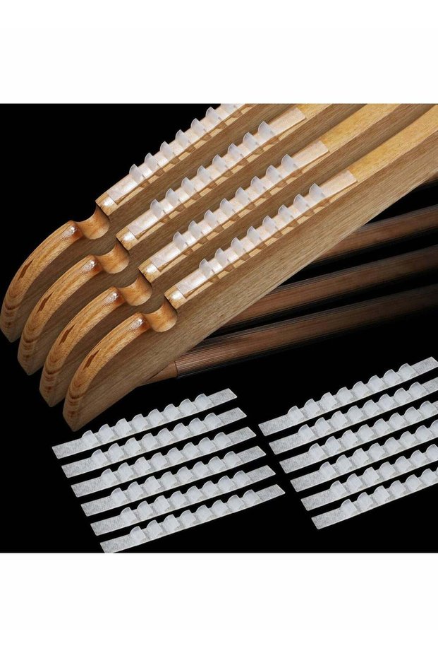Non slip Hanger Grips for Wood Hangers Clear Rubber Hanger Grip Adhesive Clothe Hanger Strip 2.8 x 0.2 Inch Rubber Hangers Grip with Fins Clothes Hanger Strips Grippers for Clothes Hanger (200 Pieces
