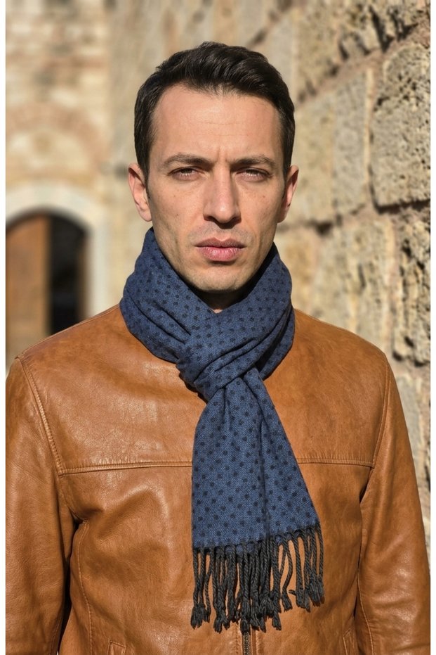 Men's Winter Scarf Woven Tassel Soft Textured Winter Scarf
