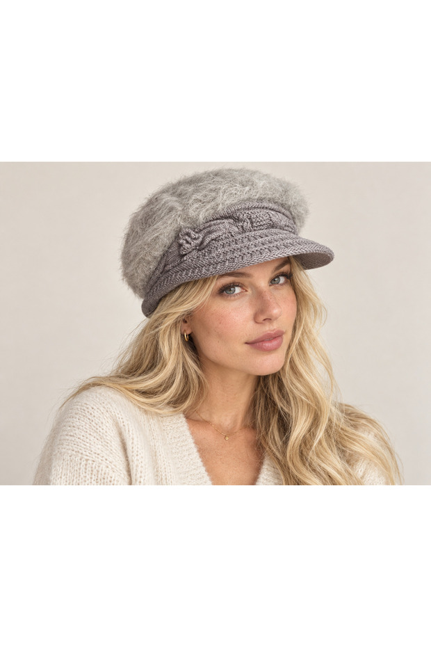 Women's Plush Soft Textured Cap - Angora with Fleece Inside