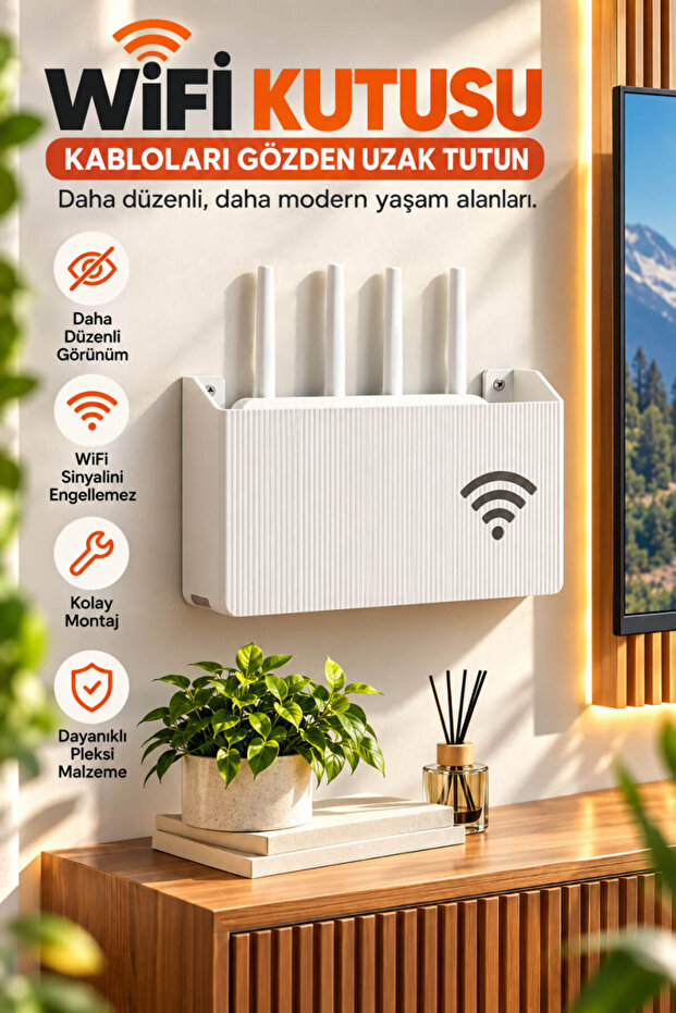 Wifi Modem Storage Box Wall Mounted Cable Hider Decorative Organizer Organizer