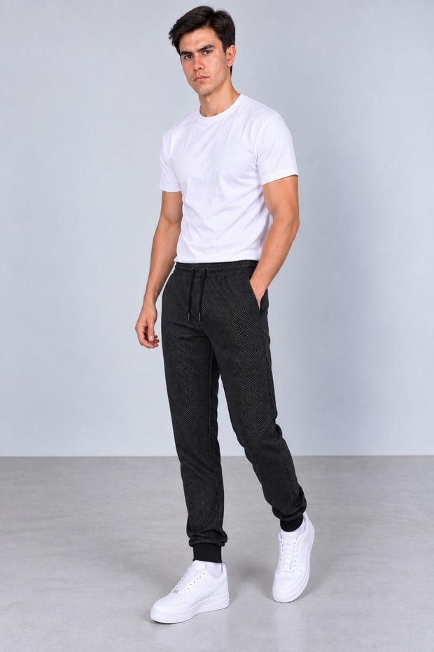 Unisex Regular Ribbed Rain Pattern Long Sweatpants