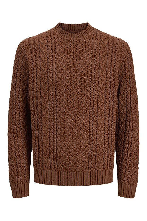 Jprblucallum cable knit crew neck