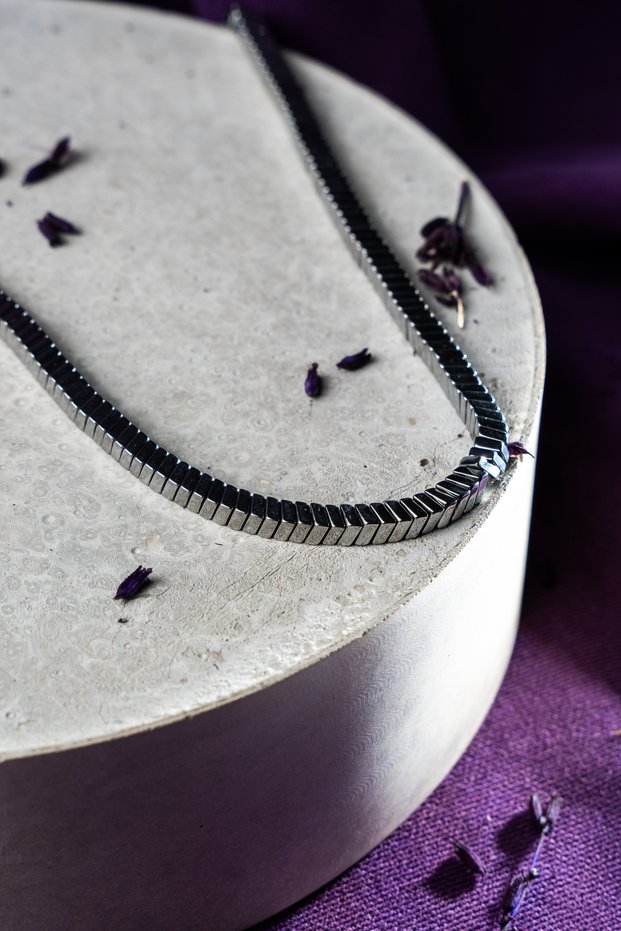 Women's Silver Color Herringbone Fishbone Chain Necklace