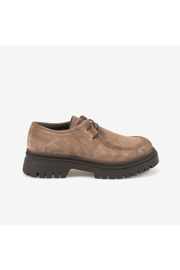 Women's 4cm Rubber Sole Lace-Up Suede Leather Casual Shoes 51456-1