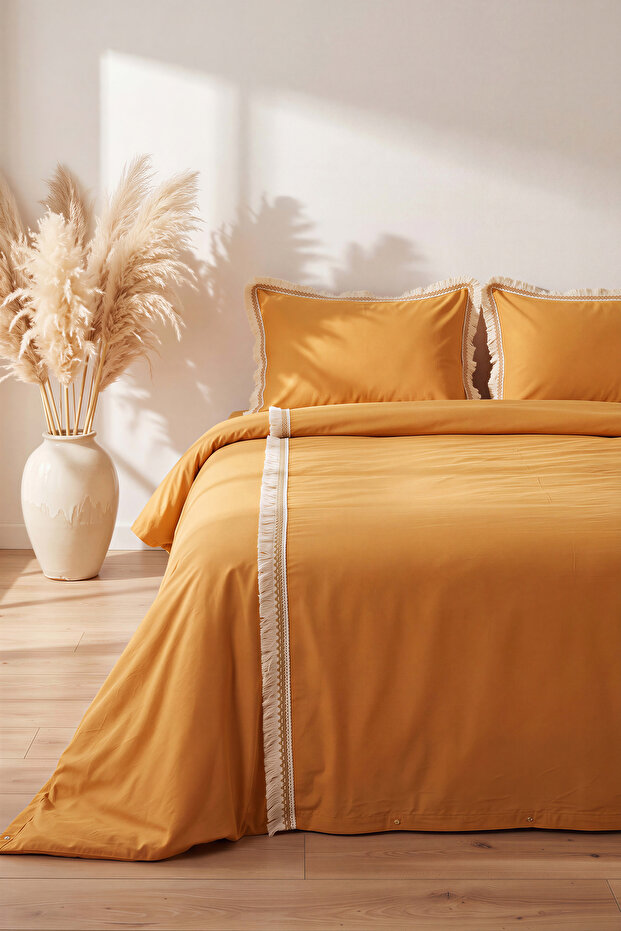 Costarica Mustard 100% Cotton Double Duvet Cover Set - 4 Pieces