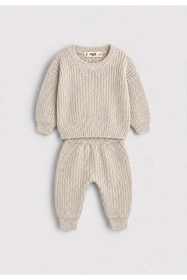 Selanik Knitwear Set 1-5 Years Natural