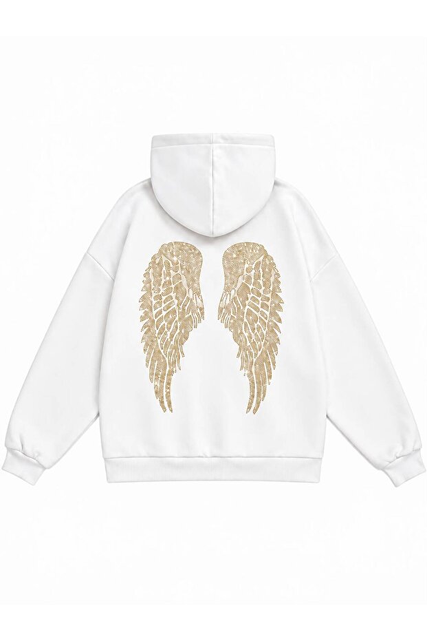 Women's Wing Stone Printed Hooded Oversize Sweatshirt
