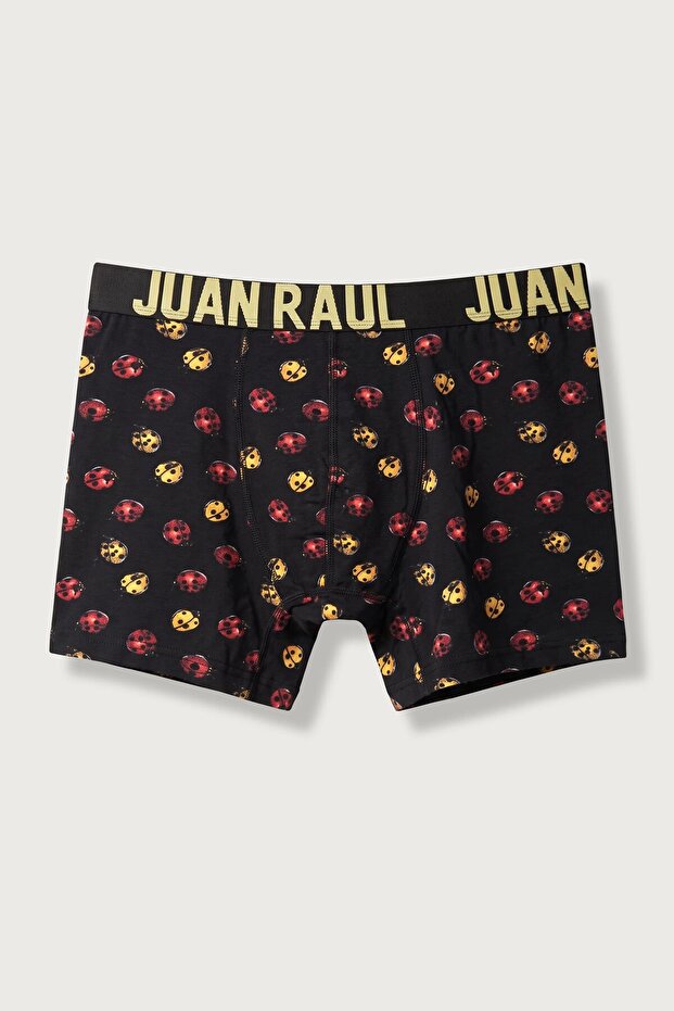 Men's Cotton Ladybug Patterned Boxer Black