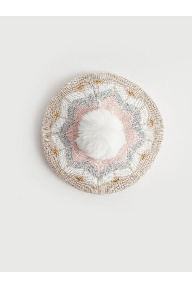 Mixed Pompom Detailed Baby Girl Beanie (W3)