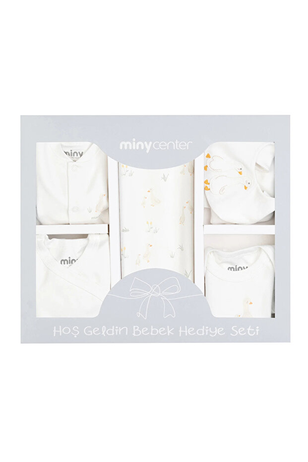 Unisex Goose Embroidered Hospital Discharge Set Newborn-3 Months Ecru
