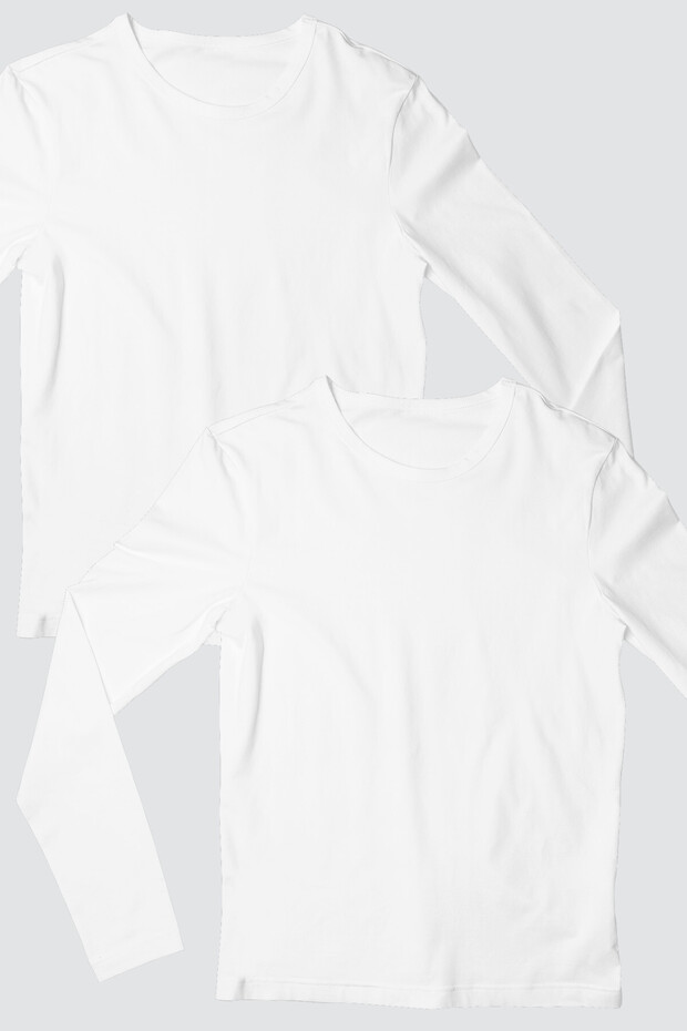 Plain White Long Sleeve 2-Piece Men's Eco Pack T-Shirt
