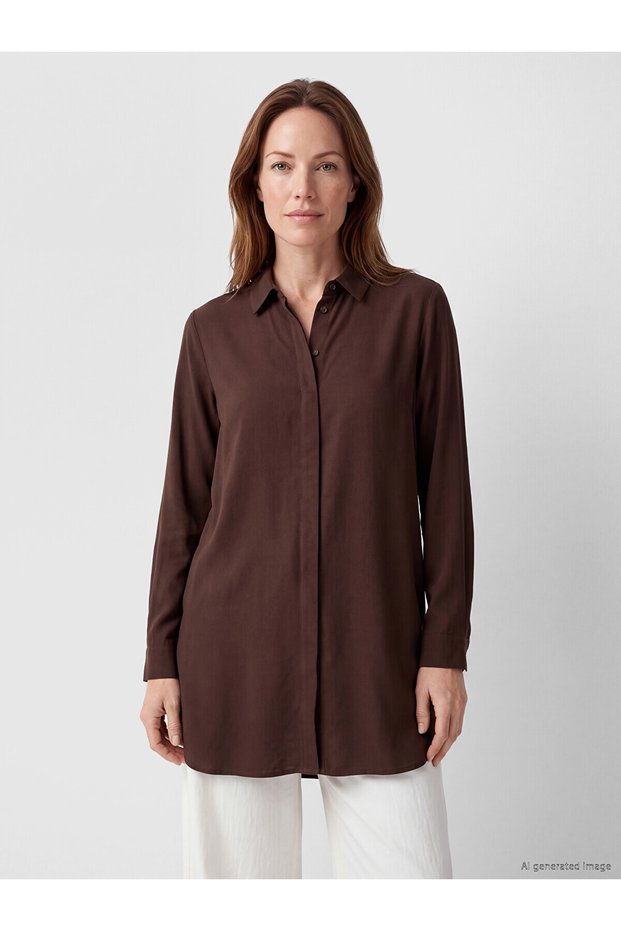 Two Mt Shop Quality Lcw Grace Brown Regular Fit Women's Shirt Tunic