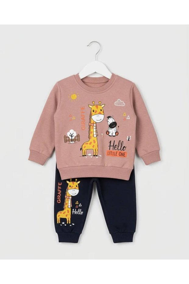 2-Piece Unisex Baby Giraffe Printed 100% Cotton 6-9-12-18-24 Months Top and Bottom 2-Piece Newborn Baby Set