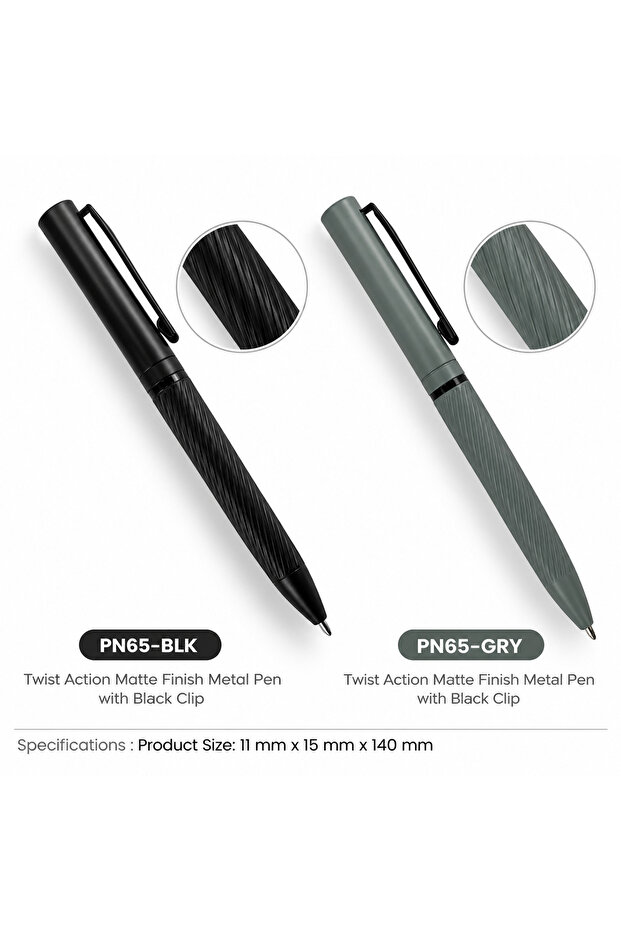 2pcs Customized Metal Pens – Twist Action, Matte Finish & Black Clip
