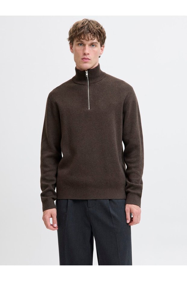 Jprmilano Stitch Knit Half Zip Sn Delicious