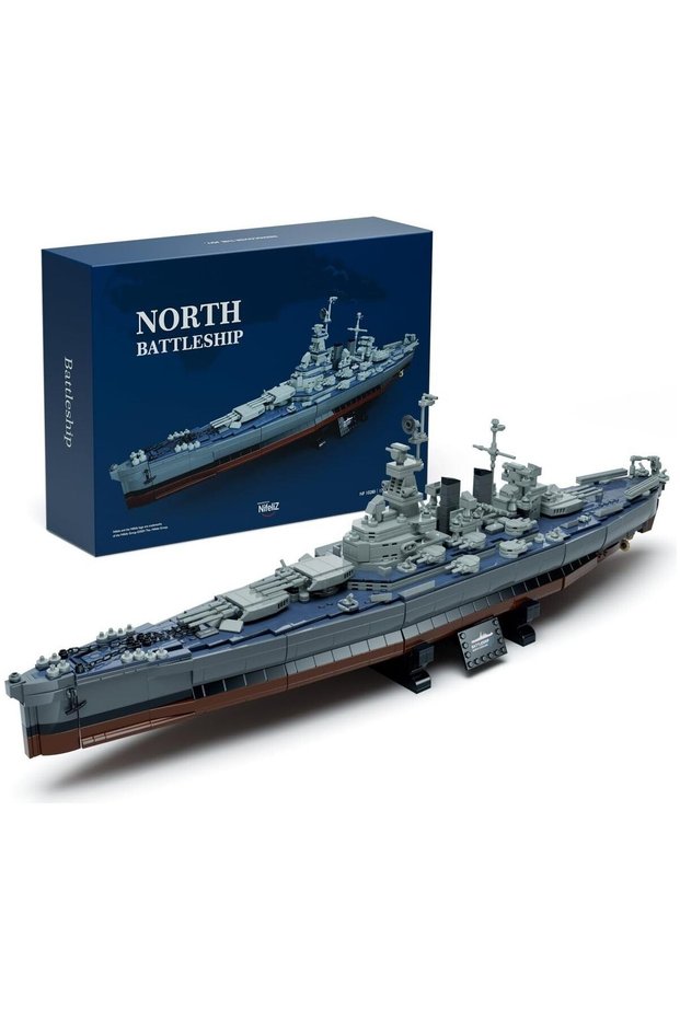 North Battle Ship Building Set, 1701 Pieces, Military Model, Adult Ship