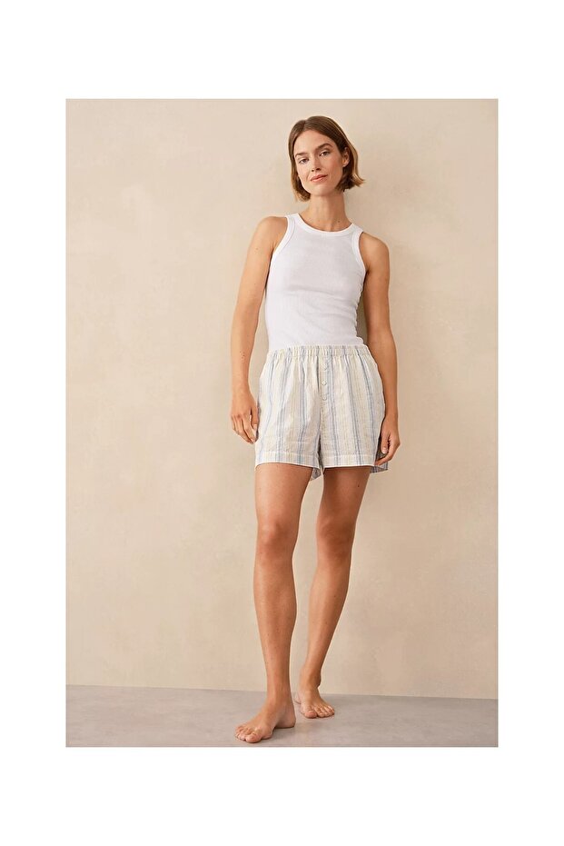 Organic Cotton Striped Women's Pajama Shorts