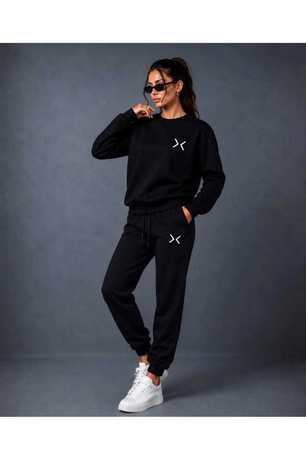 Zero Collar Sweatshirt and Pants Set Unisex X Printed