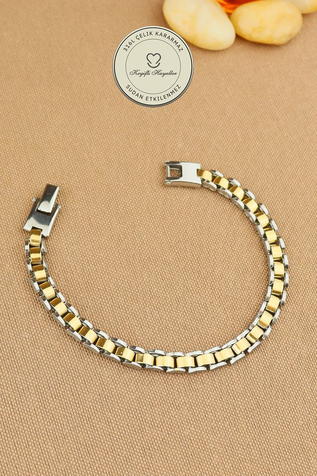 Steel Bracelet - Gold Silver Non-Tarnish Non-Fade Cord Model Mix 316L Steel Bracelet 20 cm