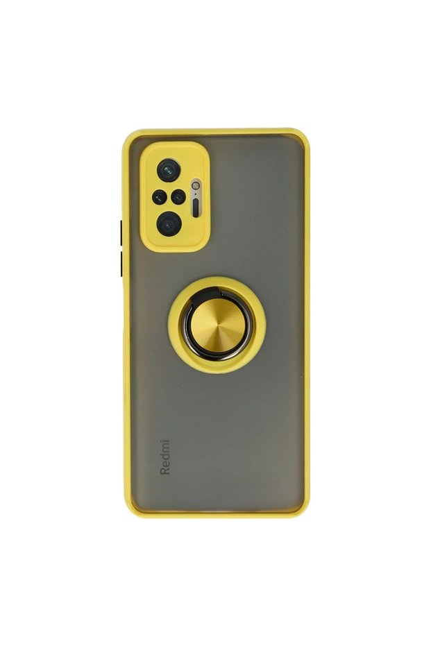 غطاء حماية سيليكون لهاتف Xiaomi Redmi Note 10 Pro مونتريال مع حلقة - أصفر