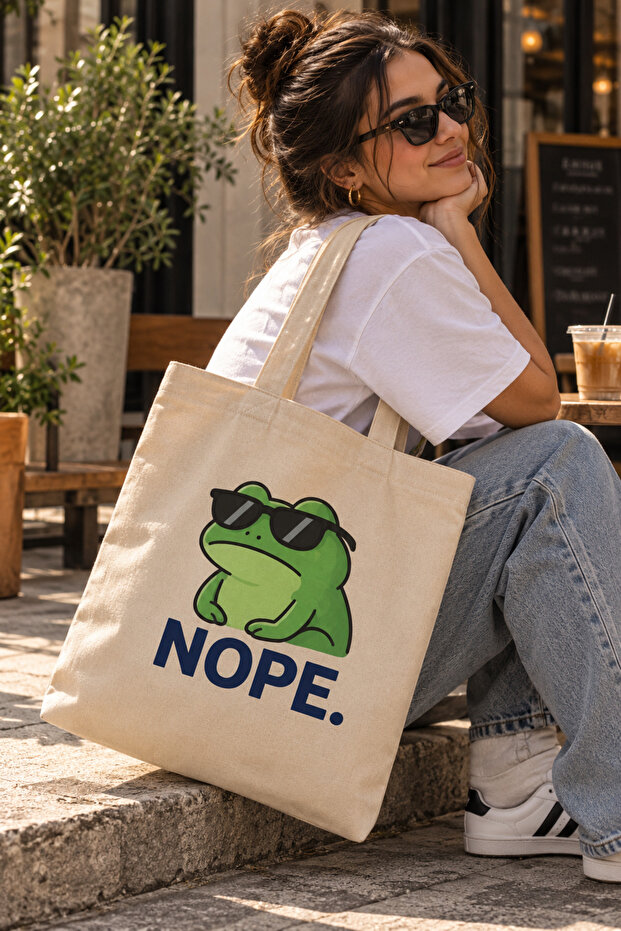 Nope Printed - Raw Fabric Shoulder Bag