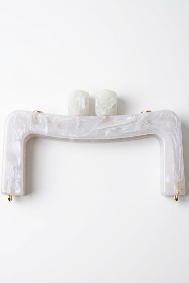Acrylic Magnetic White Rectangular Bag Frame 18 cm - Bag Frame Knitting Handmade Bag Accessory