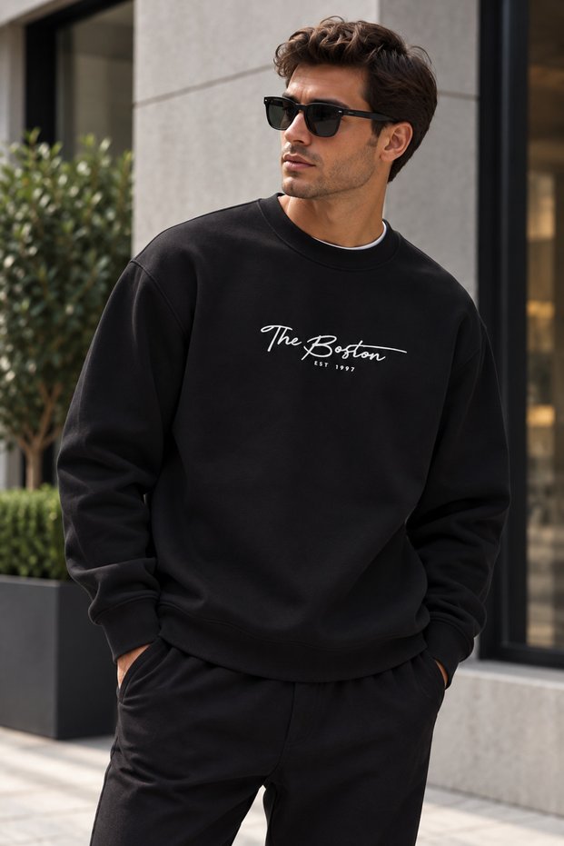 Men's Oversize Crew Neck Sweatshirt – the Boston Print