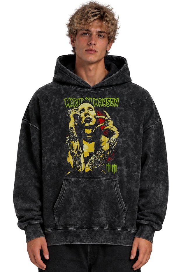 Marilyn Manson Rock Metal Singer Printed Unisex Oversize Washable Hoodie Sweatshirt