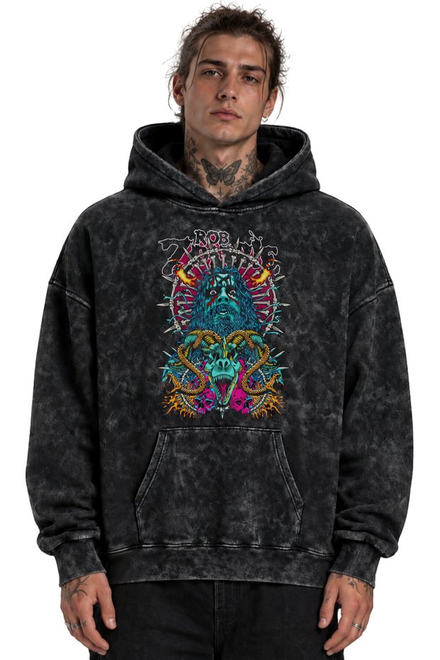 Rob Zombie Rock Metal Singer Printed Unisex Oversize Washable Hoodie Sweatshirt
