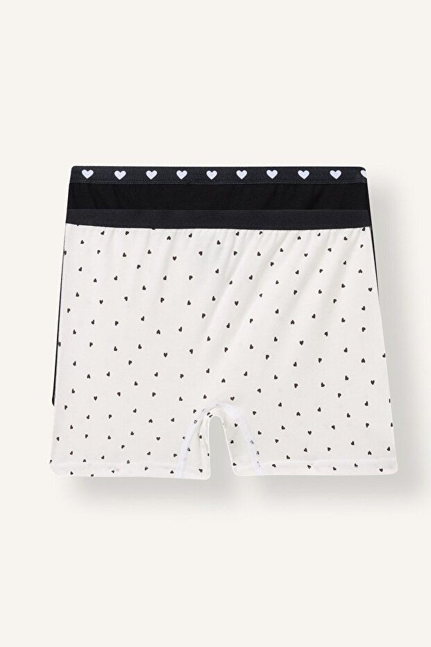 Heart Patterned Elastic Waist 2-Piece Boxer for Girls I7888A826Au