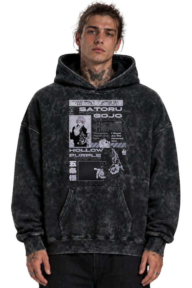 Gojo Satoru Jujutsu Kaisen Anime Printed Unisex Oversize Washable Hoodie Sweatshirt