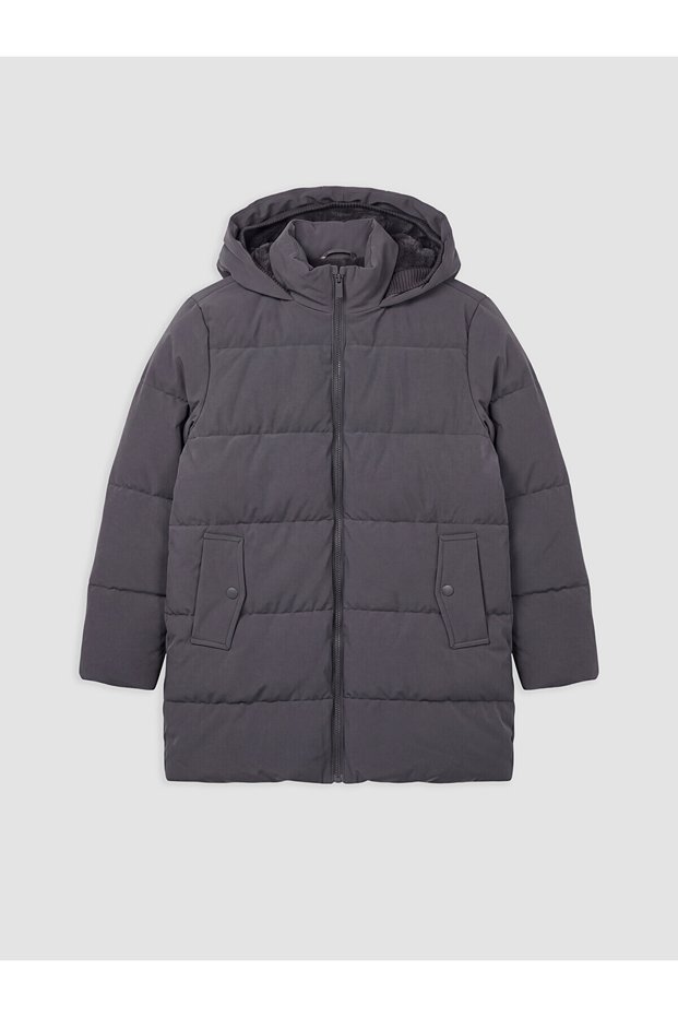 Anthracite Hooded Girls' Inflatable Coat